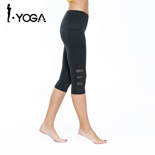 Fitness Women Yoga Leggings Sexy Gym Sports Pants Workout Tights Sexy Slim Mesh Yoga Sportswear Hips Push Up Elastic Trousers - mens-accessorie