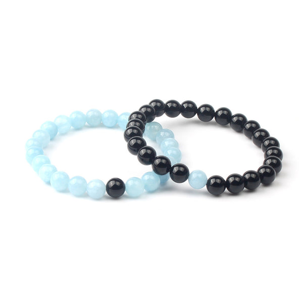 V.YA Couple Bracelets Bangles Flexible Size Lover's Jewelry Accessory Women Men 8MM Beads Bracelet - mens-accessorie