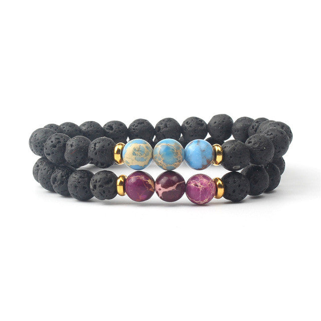 V.YA Couple Bracelets Bangles Flexible Size Lover's Jewelry Accessory Women Men 8MM Beads Bracelet - mens-accessorie