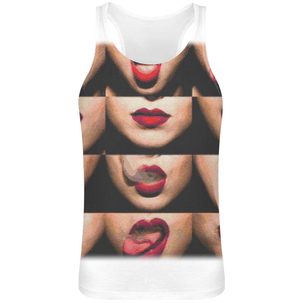 Naughty Lips  Sublimation Tank Top T-Shirt For Men - 100% Soft Polyester - All-Over Printing - Custom Printed Mens Clothing - mens-accessorie