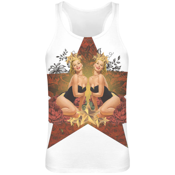 Pin Up Vintage Star Sublimation Tank Top T-Shirt For Men - 100% Soft Polyester - All-Over Printing - Custom Printed Mens Clothing - mens-accessorie