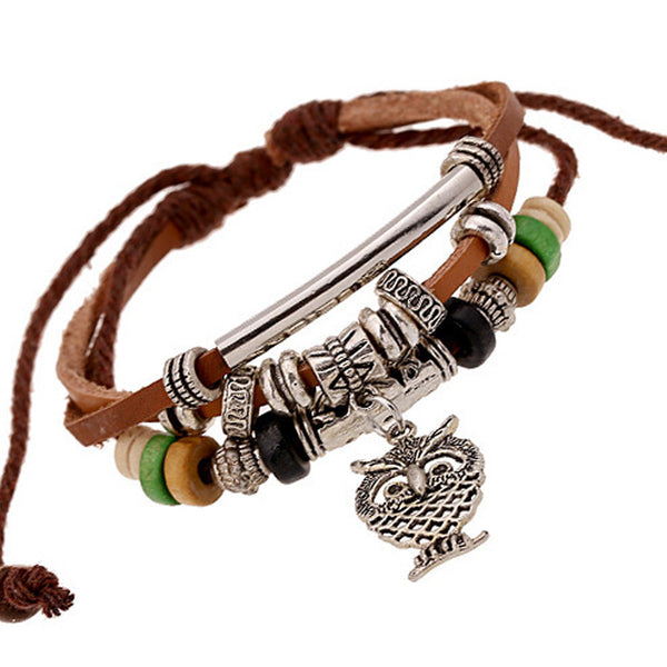 Multilayer Owl Bracelet Beads Hand-woven Euramerican Popularity Owl Accessories - mens-accessorie