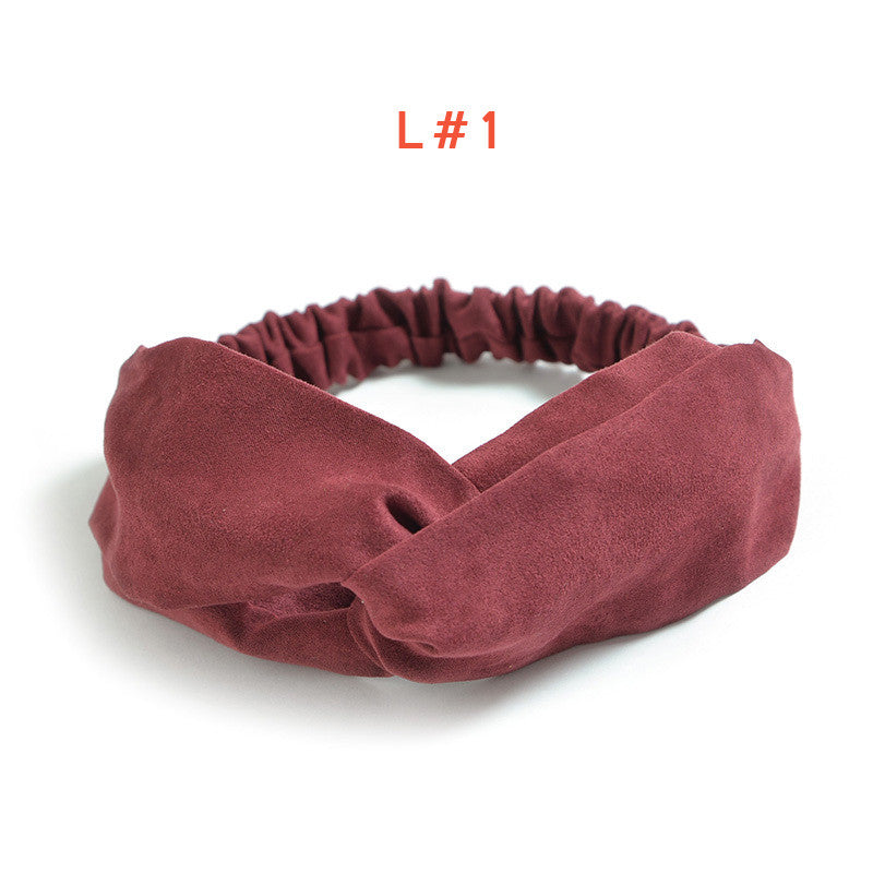 Women's Satin elastic cross headband geranium European and American hair accessories - mens-accessorie