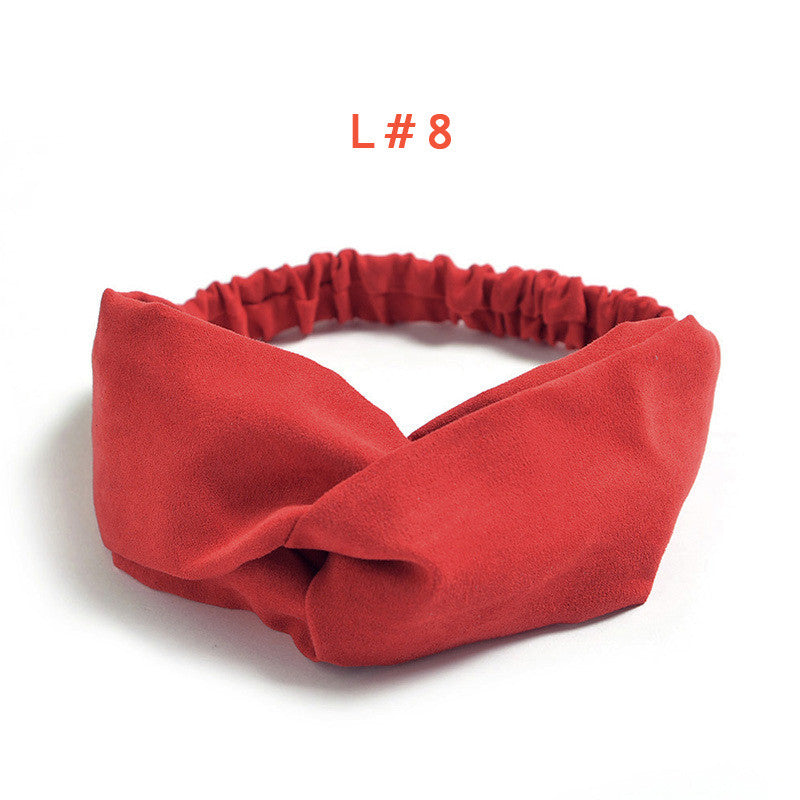 Women's Satin elastic cross headband geranium European and American hair accessories - mens-accessorie