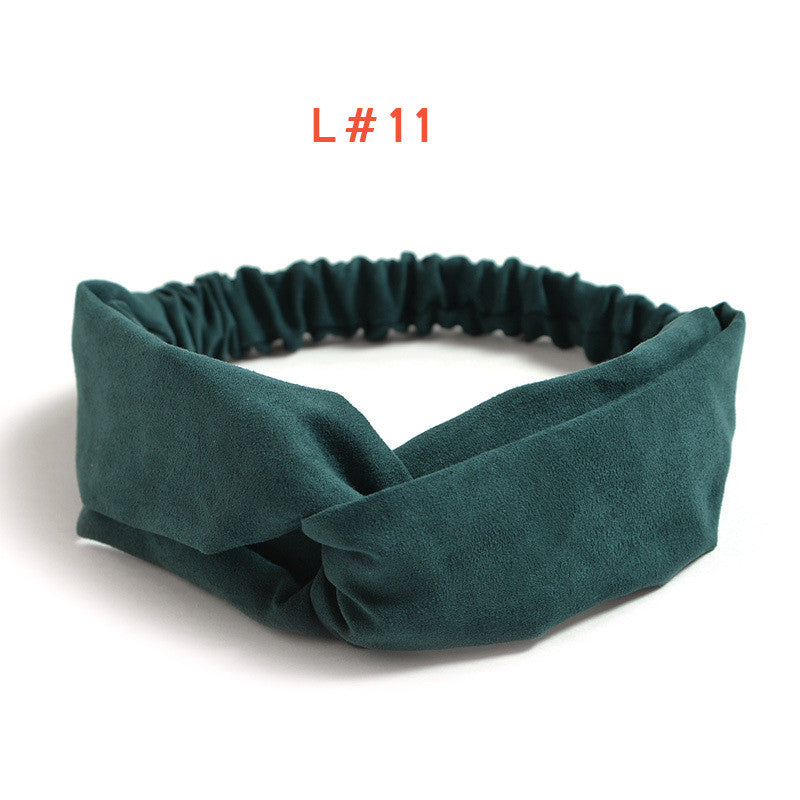 Women's Satin elastic cross headband geranium European and American hair accessories - mens-accessorie