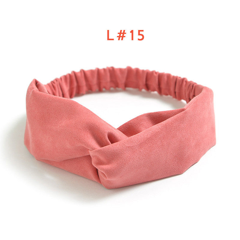 Women's Satin elastic cross headband geranium European and American hair accessories - mens-accessorie