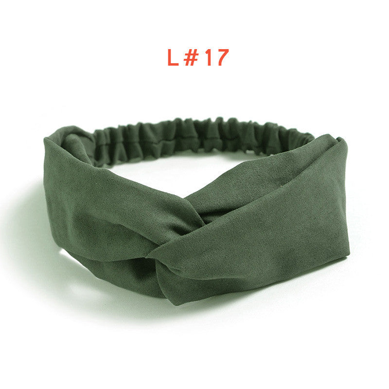 Women's Satin elastic cross headband geranium European and American hair accessories - mens-accessorie
