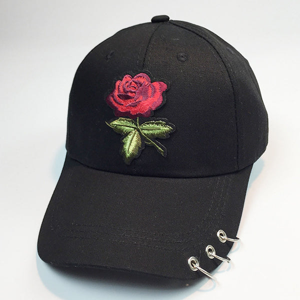 Women Men Couple Rose Baseball Cap Unisex Snapback Hip Hop Flat Hat - mens-accessorie