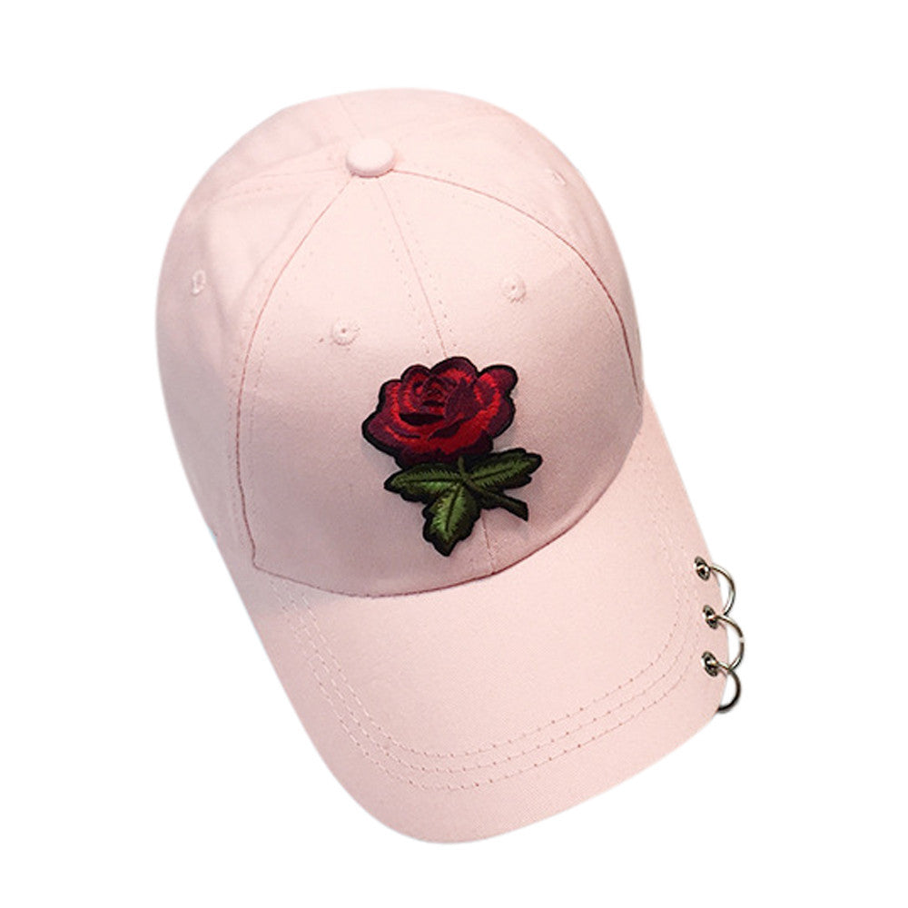 Women Men Couple Rose Baseball Cap Unisex Snapback Hip Hop Flat Hat - mens-accessorie